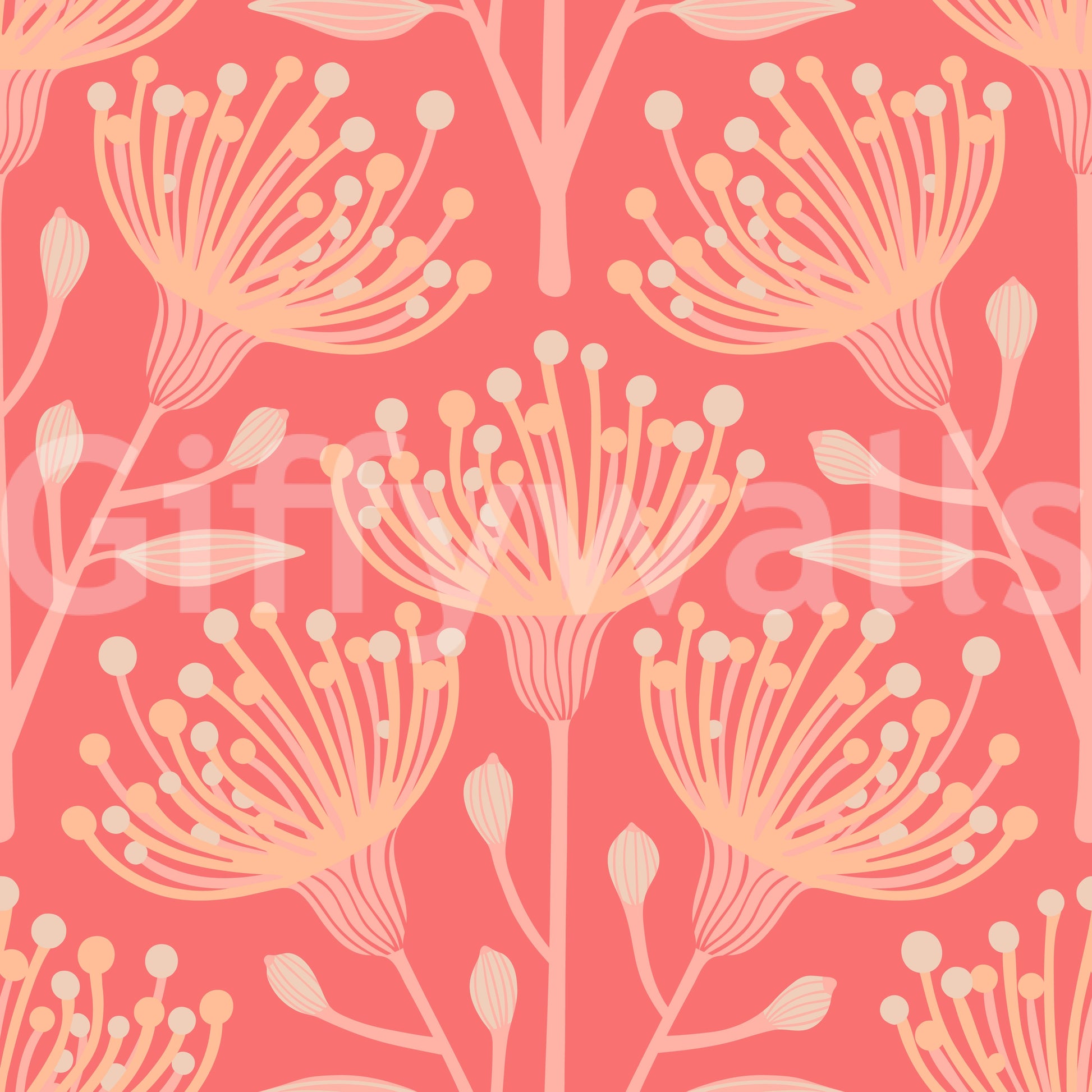 Vibrant yet soft floral wall mural
