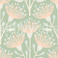 Floral wallpaper with a soft, painted feel.

