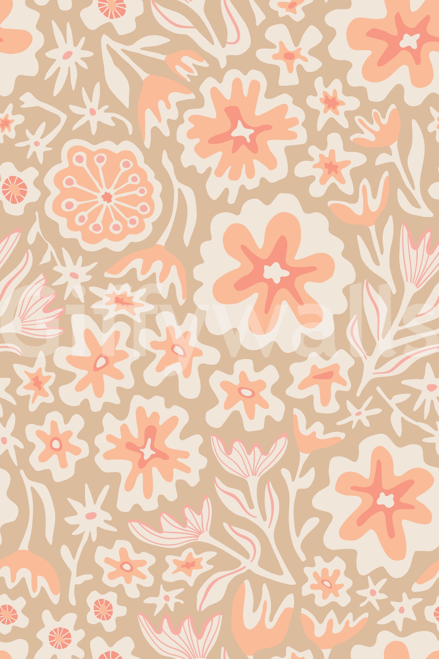 Floral wallpaper with a soft, harmonious feel.

