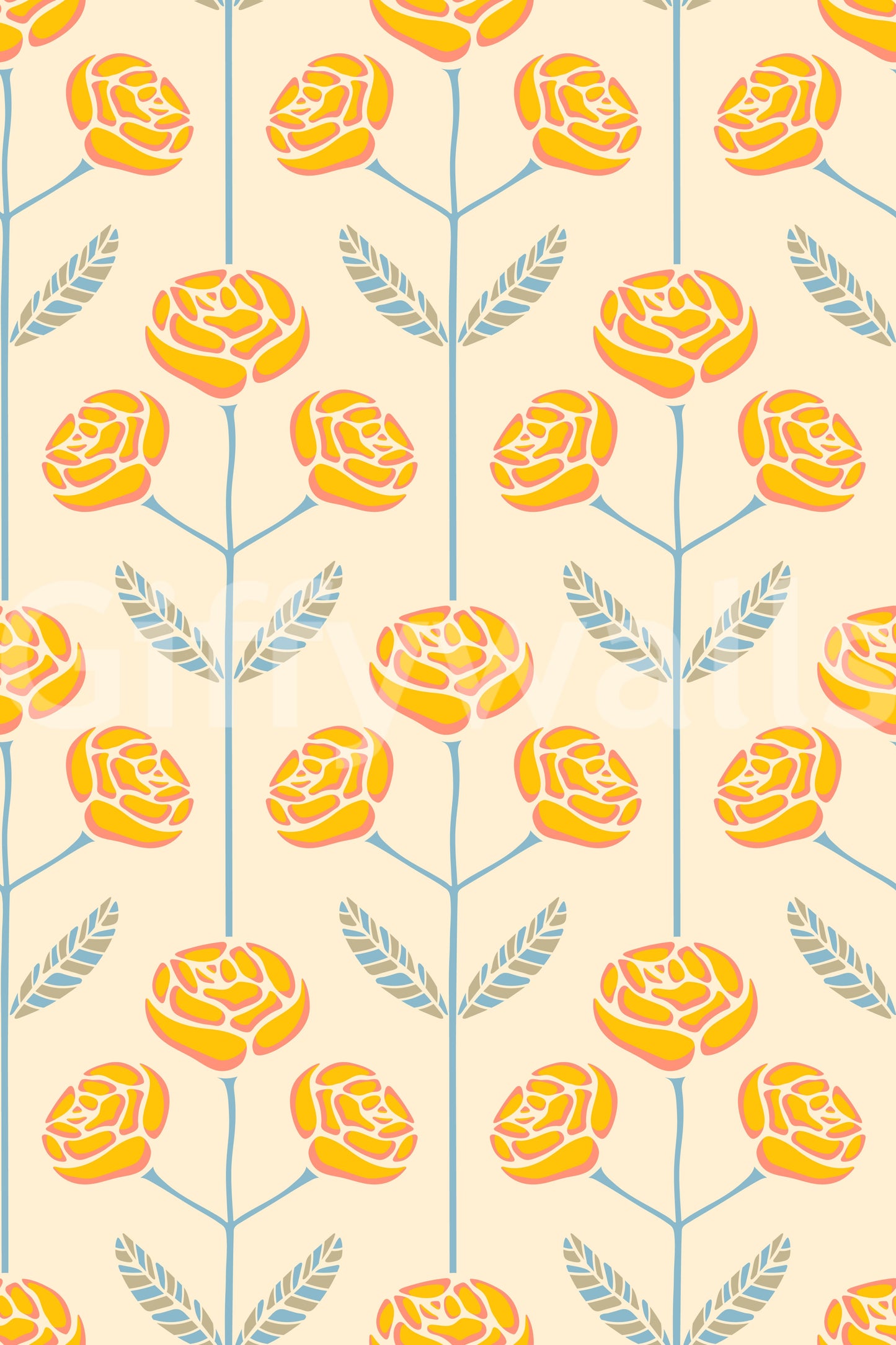 Floral wallpaper with a gentle, painterly feel.

