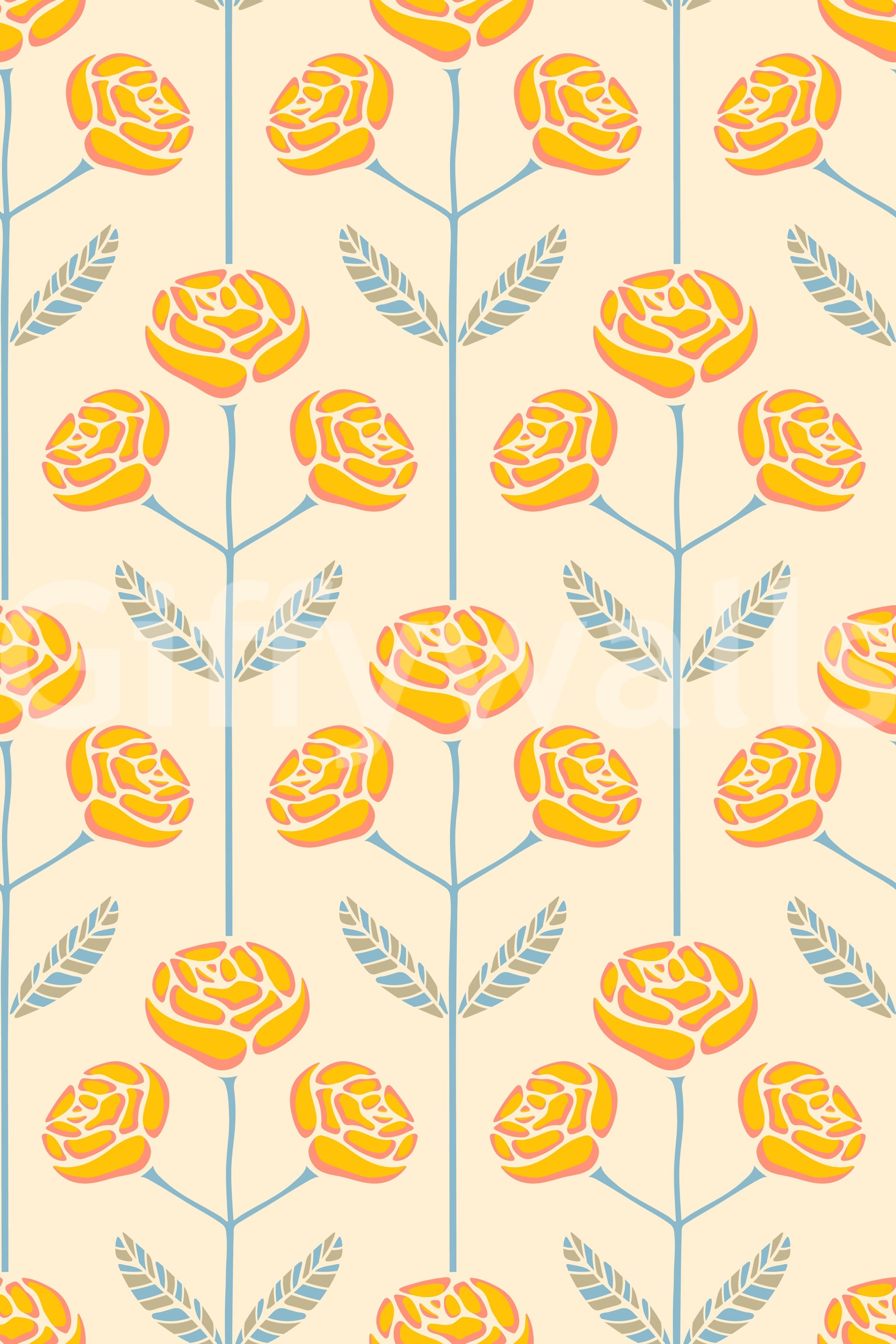 Floral wallpaper with a gentle, painterly feel.

