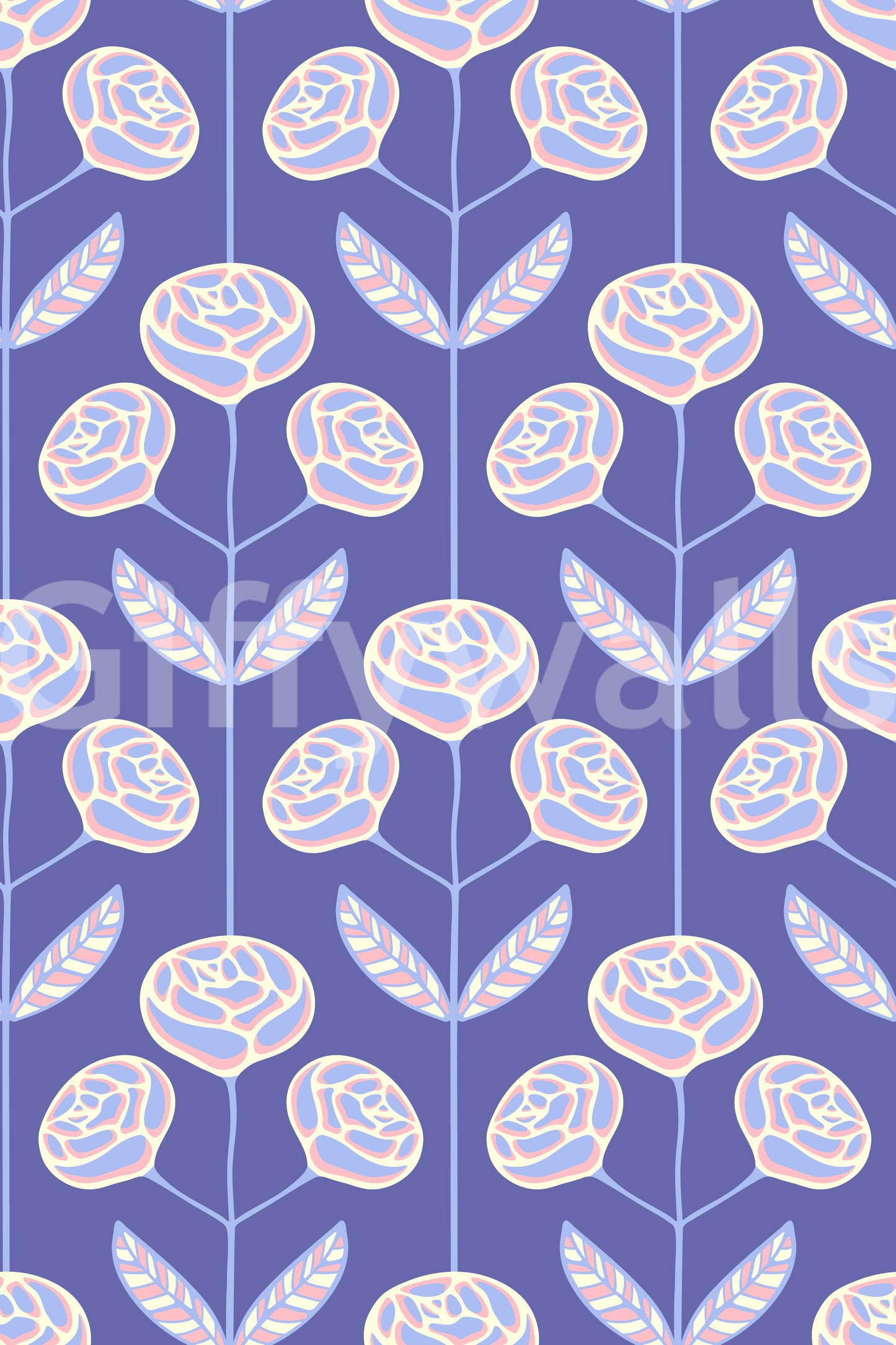 Floral wallpaper with a gentle, painterly feel.

