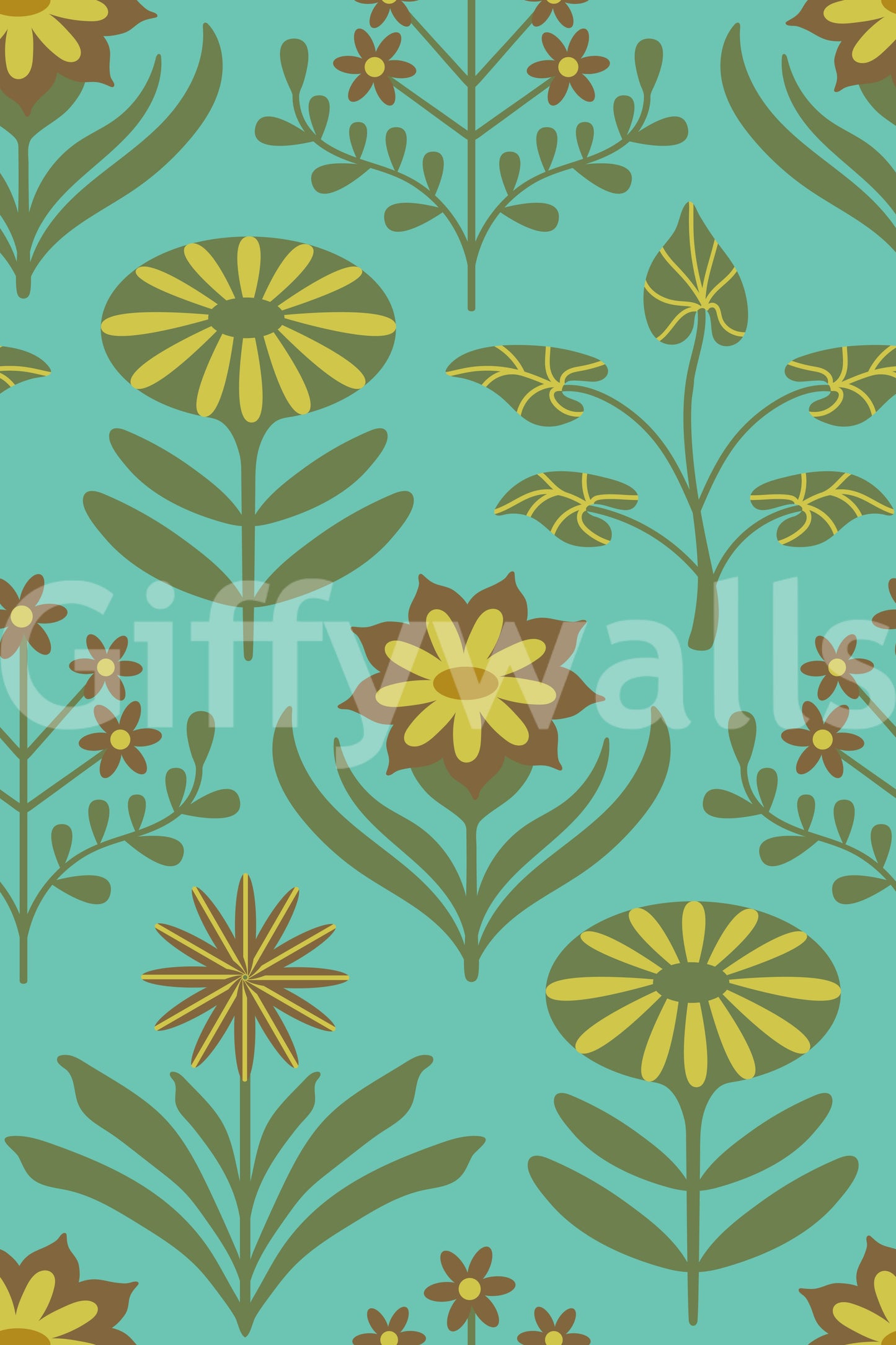 Floral wallpaper with a gentle, painterly feel.

