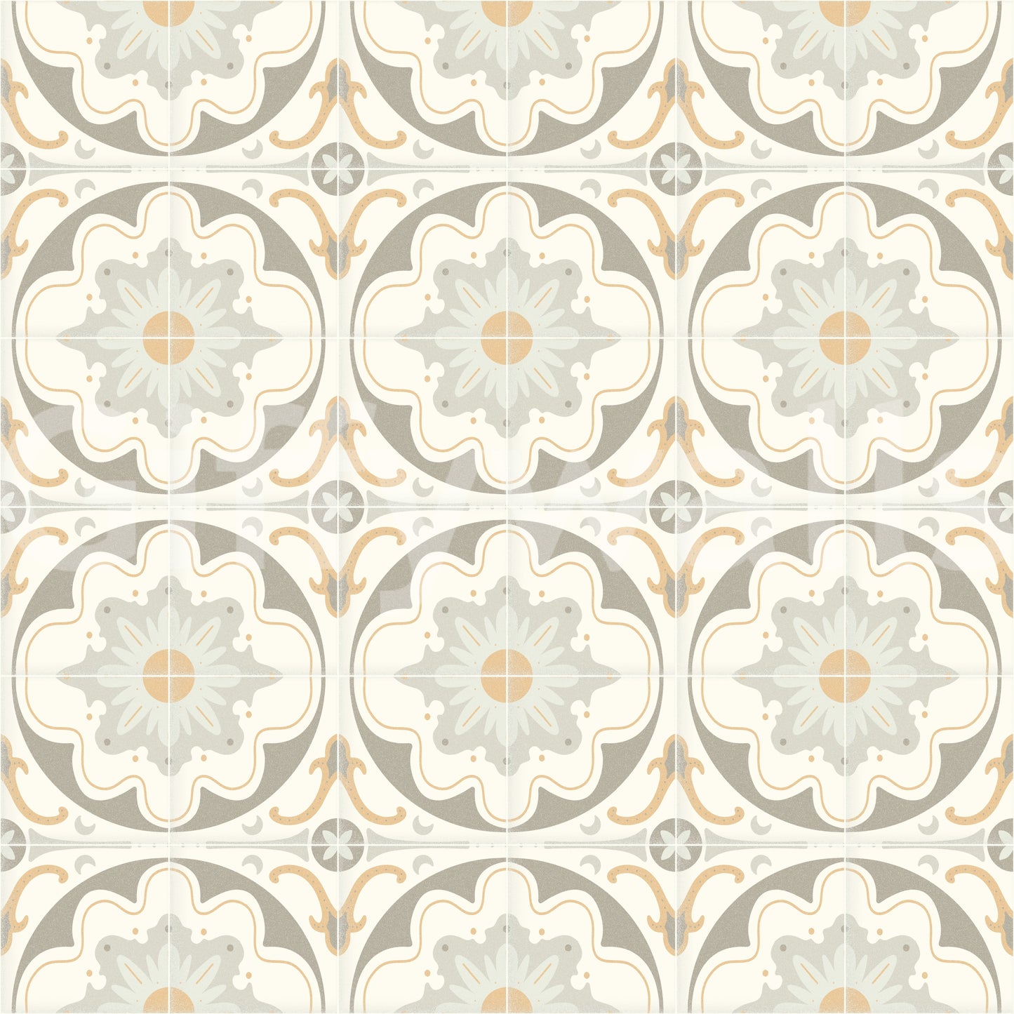 Aged Cement Tile mural in a laundry room.

