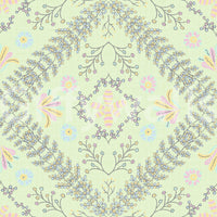 botanical motifs on a green background

