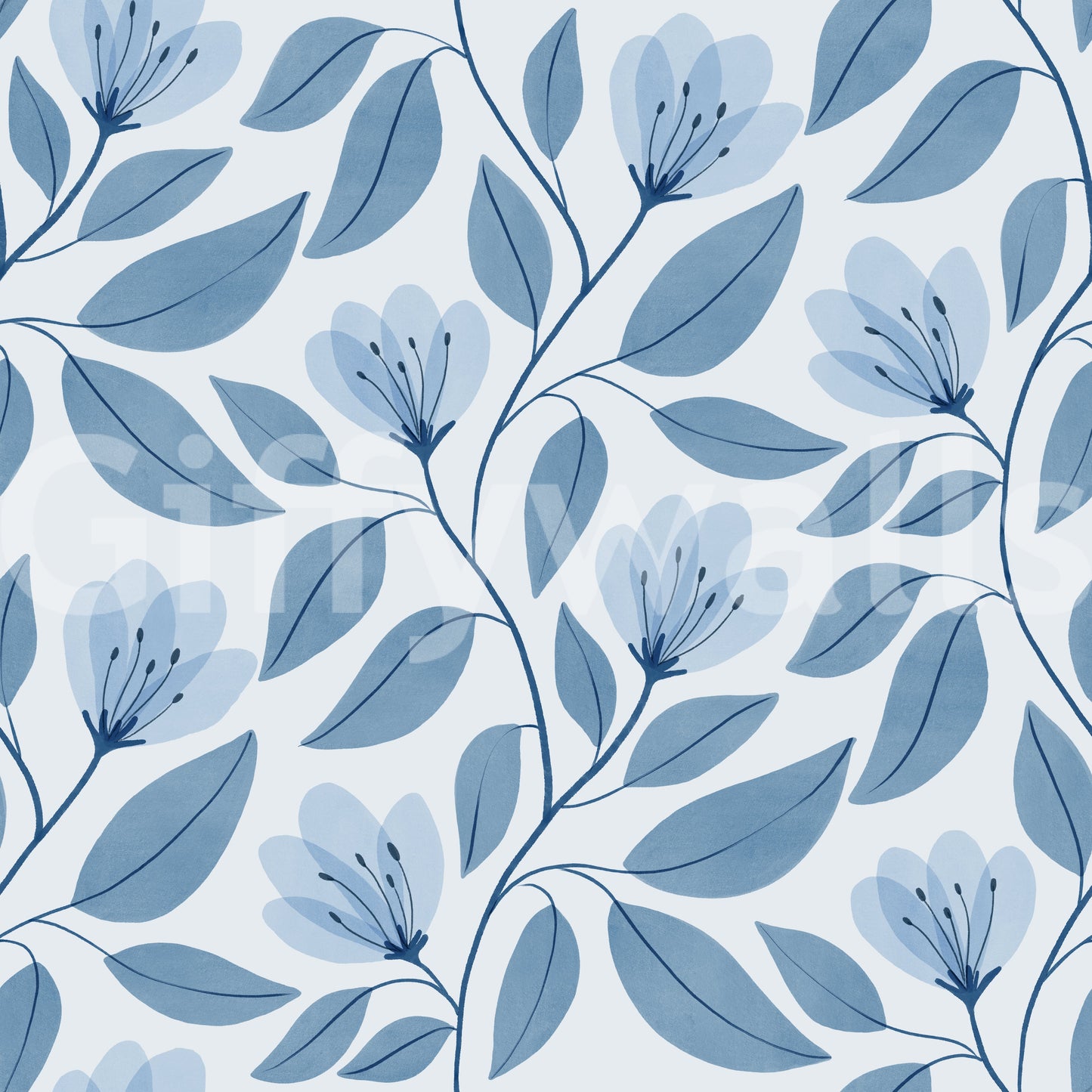 Serene Blue Botanics Wallpaper⁠