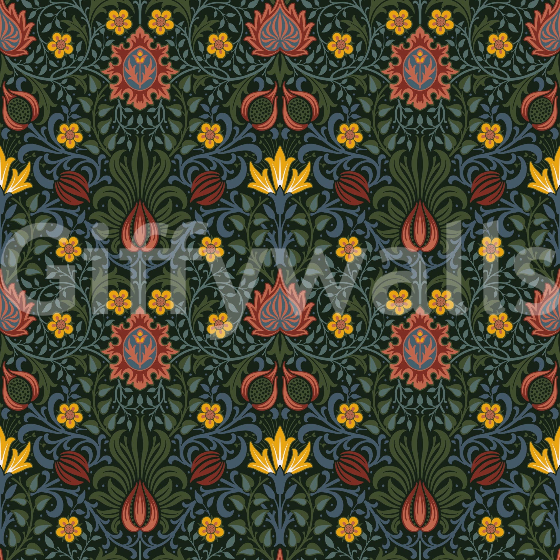 The wallpaper has a smooth, non-reflective matte finish.

