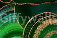 The wallpaper features a subtle, gold-veined pattern.

