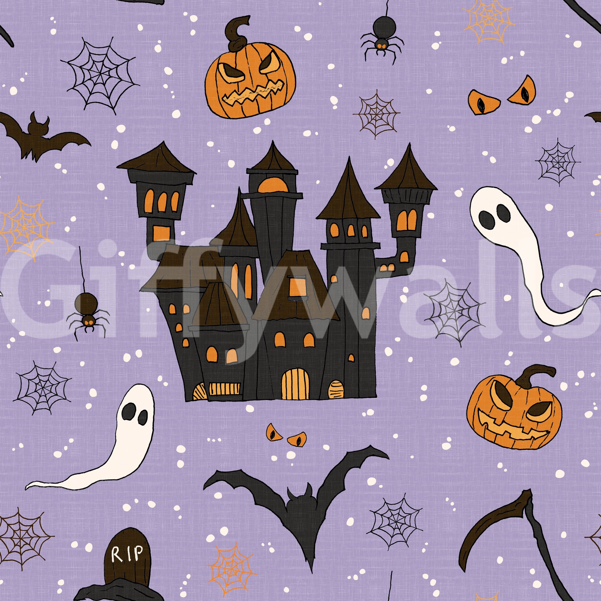 Phantom Castle Foggy Lavender spooky wallpaper.
