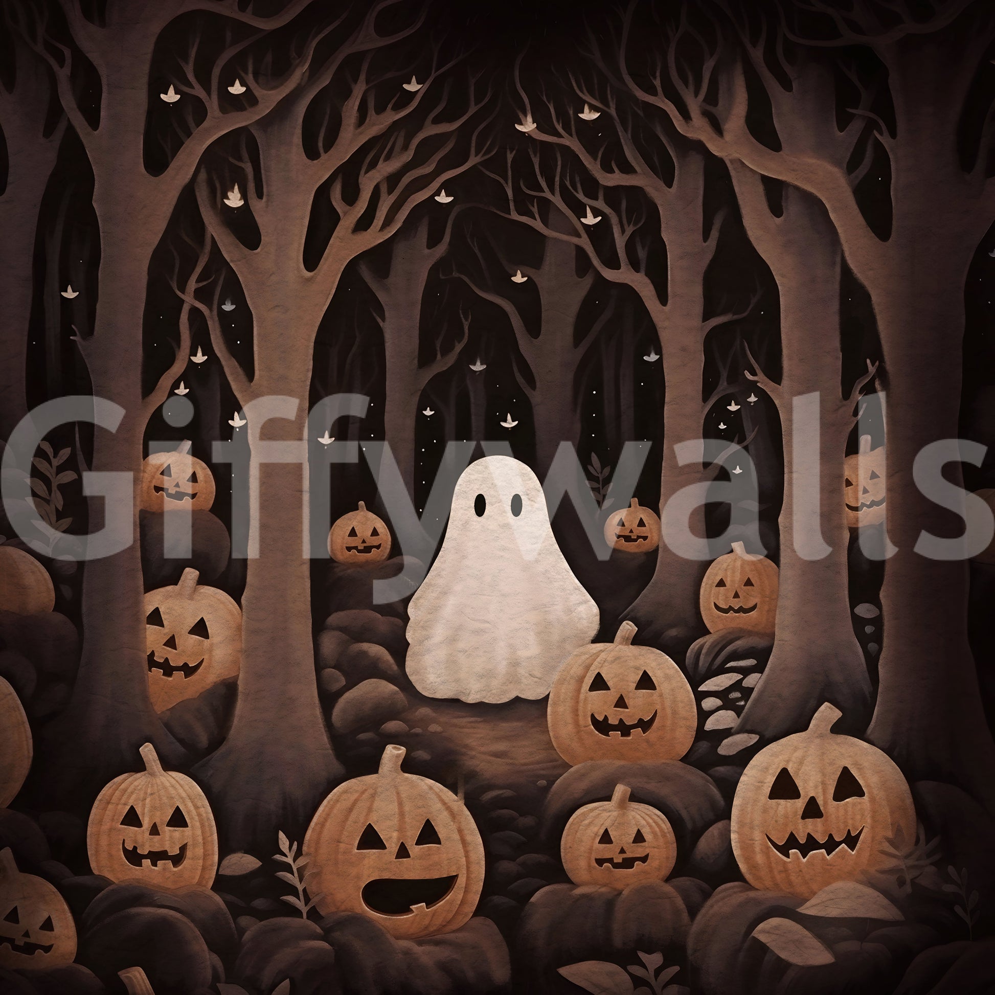 Pumpkins Ghost Wall Mural unique style
