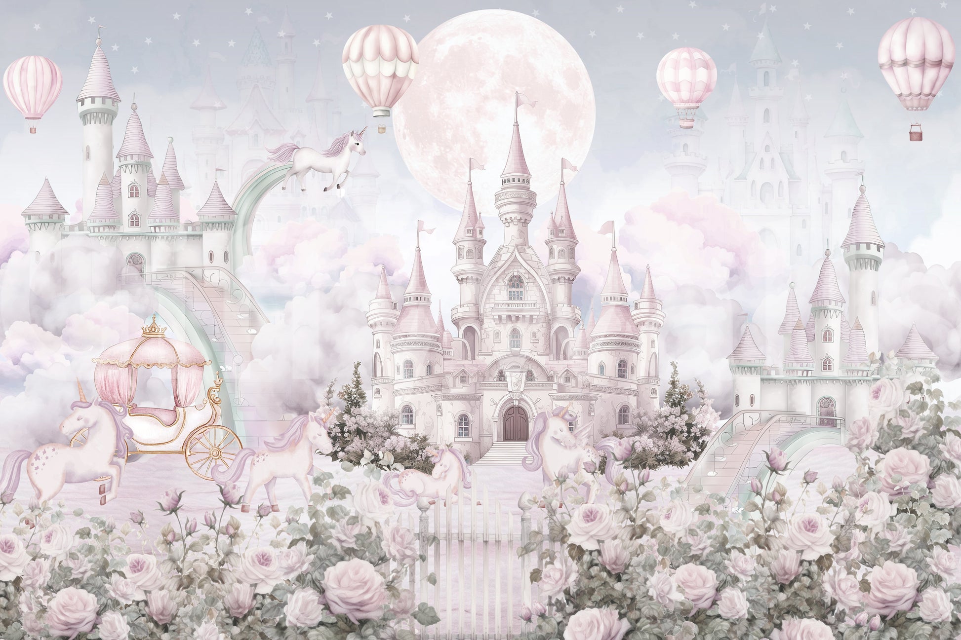 The style is a soft-focus illustration or a painterly design.

