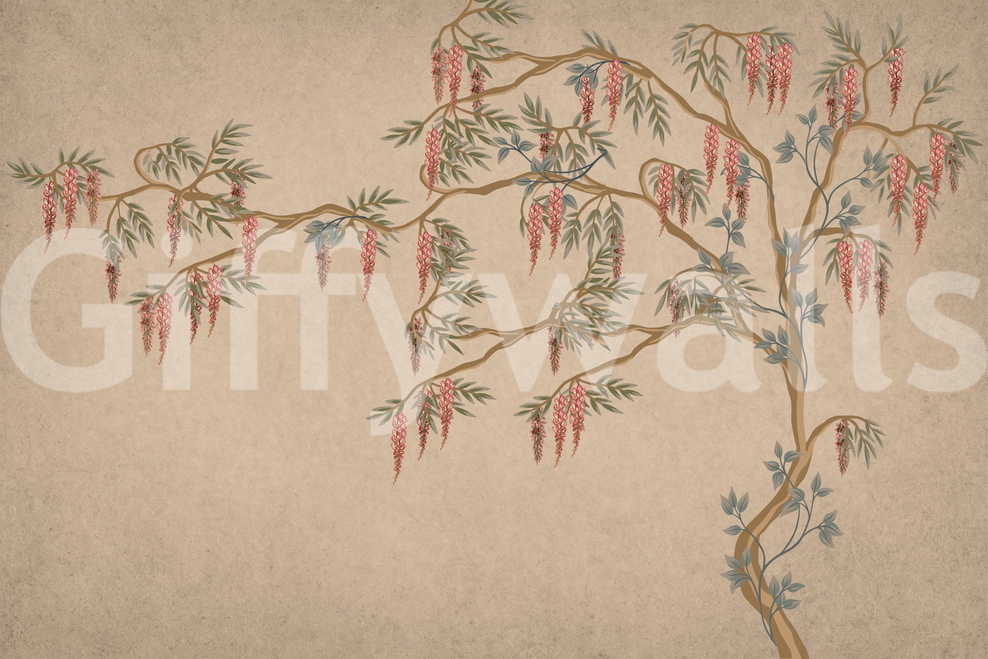 The style is a soft-focus illustration or a painterly design.

