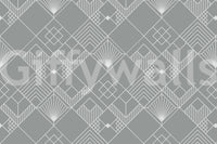 The style is a minimalist graphic design with an art deco feel.

