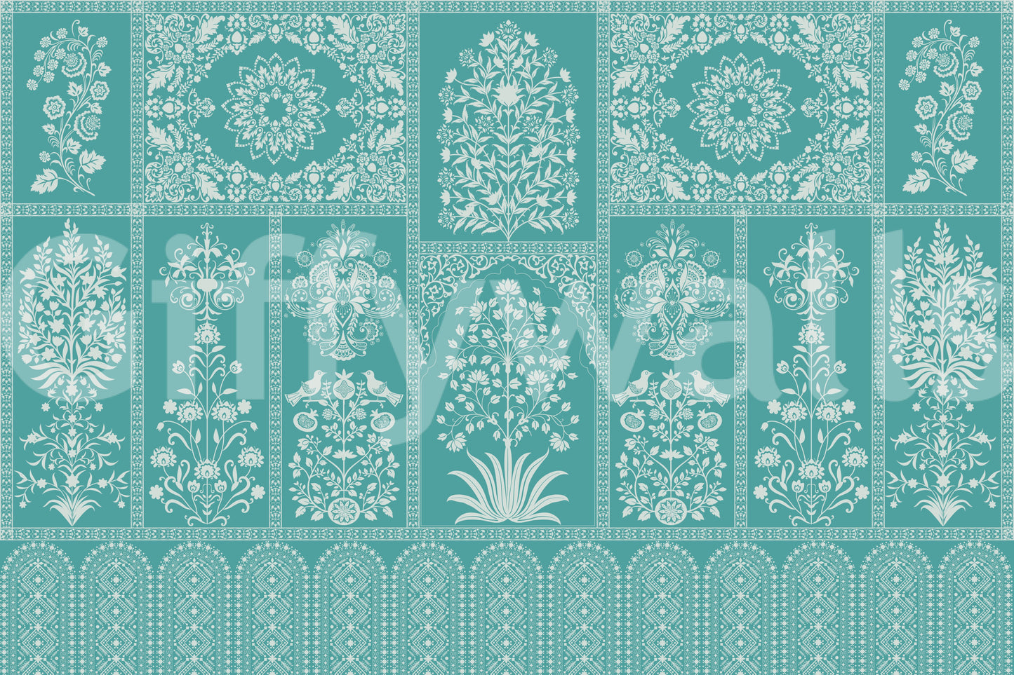 The style is a soft-focus illustration or a painterly design.

