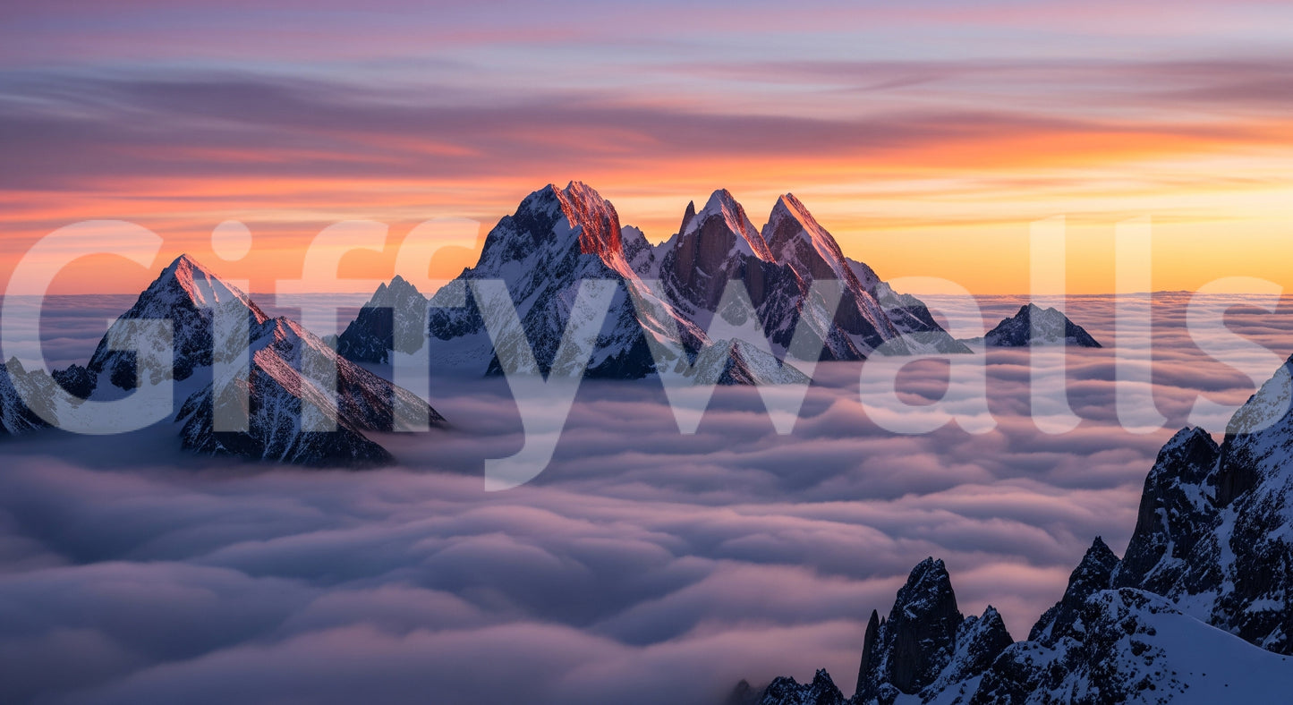 Mountains in clouds, peaceful and calm

