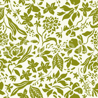 A seamless pattern of bold flowers on a wall

