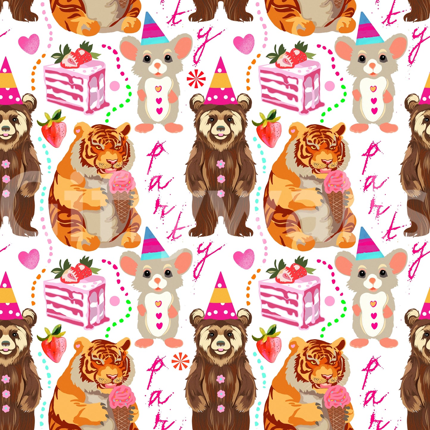 A detail of the festive and playful tones in the design.