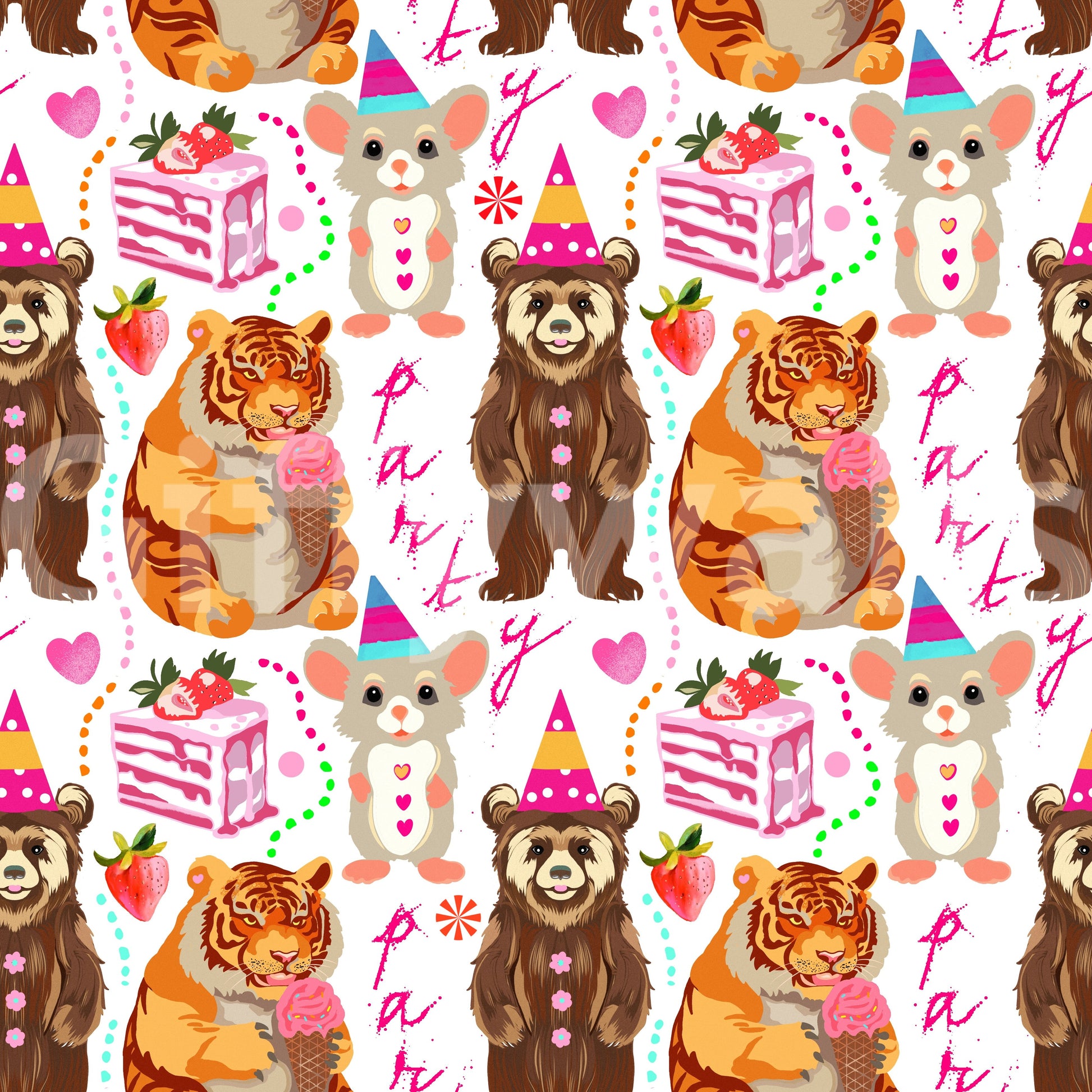 A detail of the festive and playful tones in the design.