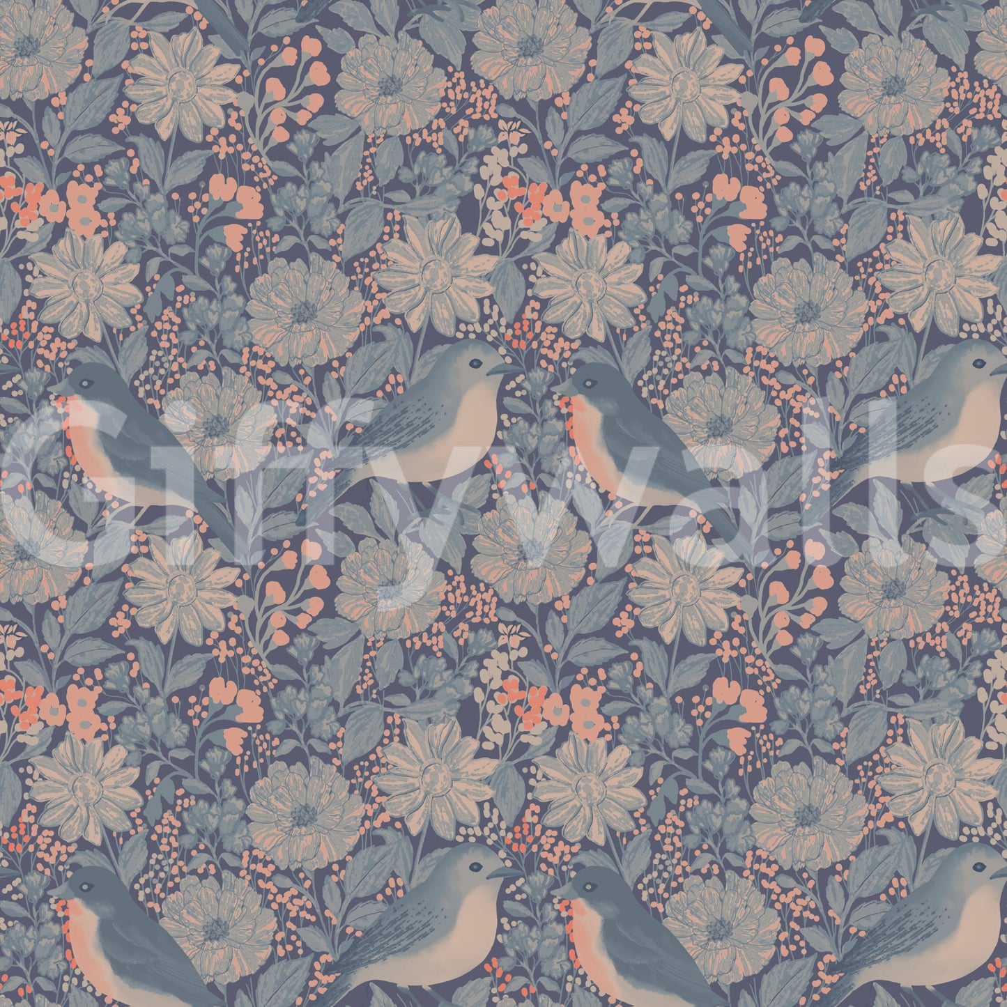 A high-quality serene floral wall mural for walls.

