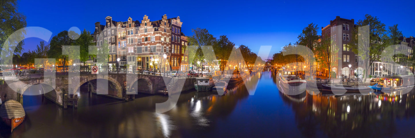 Amsterdam Night Canvas Wall Mural
