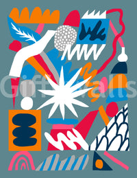 An artistic vibrant design mural for home decor.

