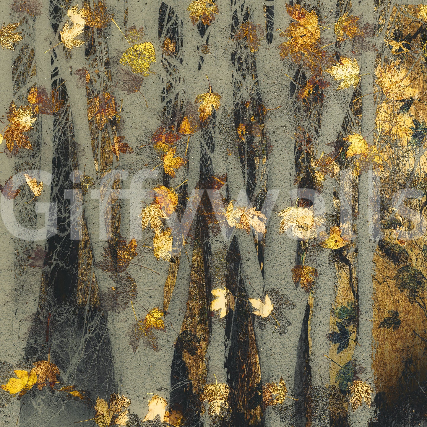 Gilded Autumn Woods Wall Mural -2163434