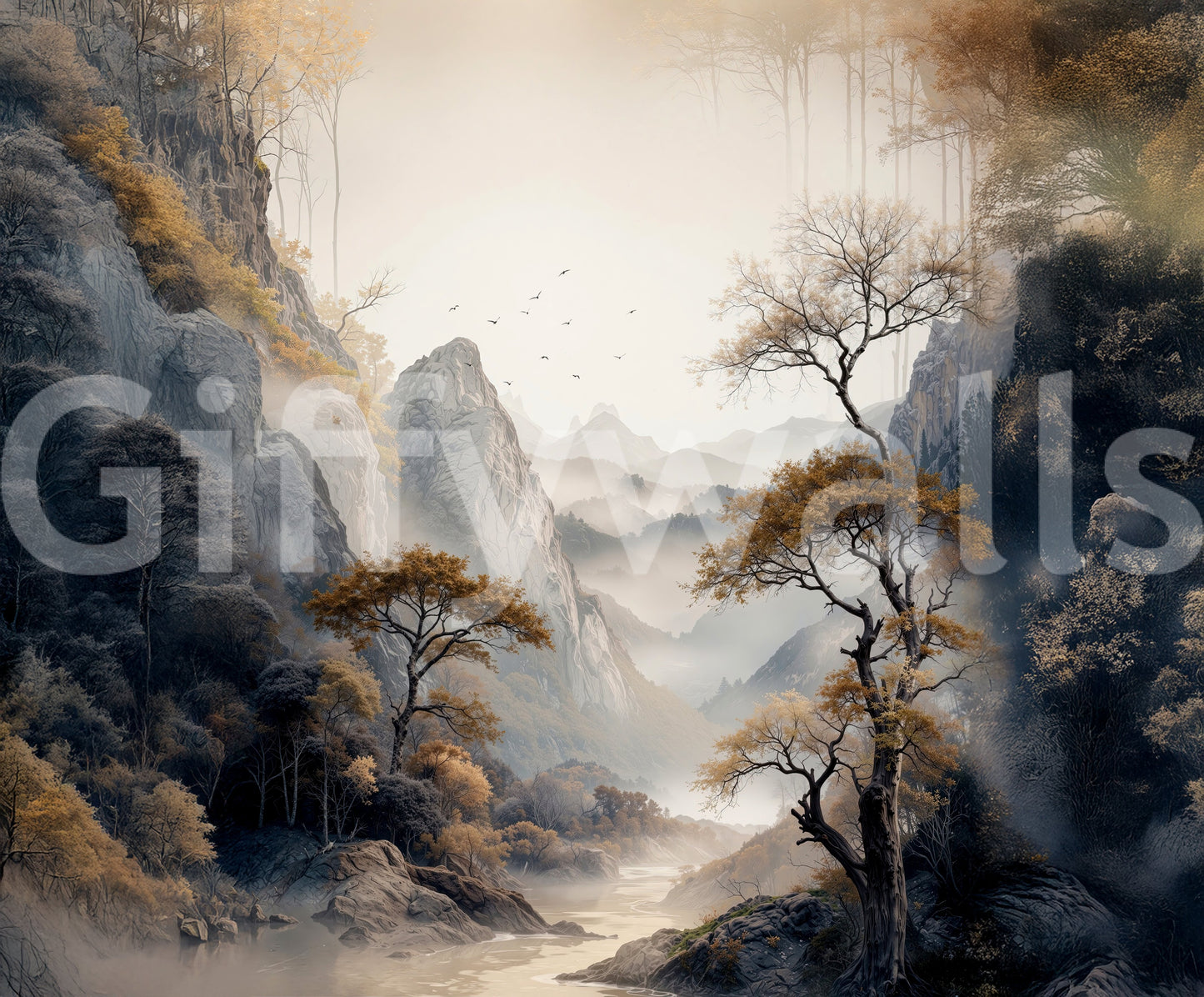 Golden Tree Serenity Wall Mural