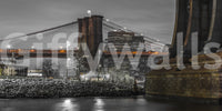 Robust stonework Brooklyn Bridge Nights wallcovering detailed structural elements.