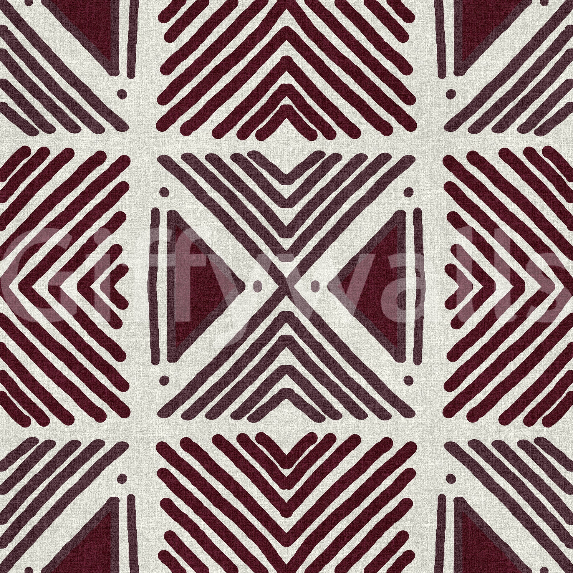 Striking textile-look wall mural: Tribal Wine Motif featuring genuine, tactile fibers.