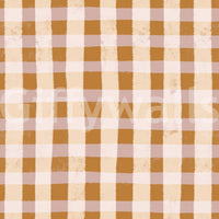 Earthy brown gingham wallpaper with a handcrafted, imperfect grid for added charm.