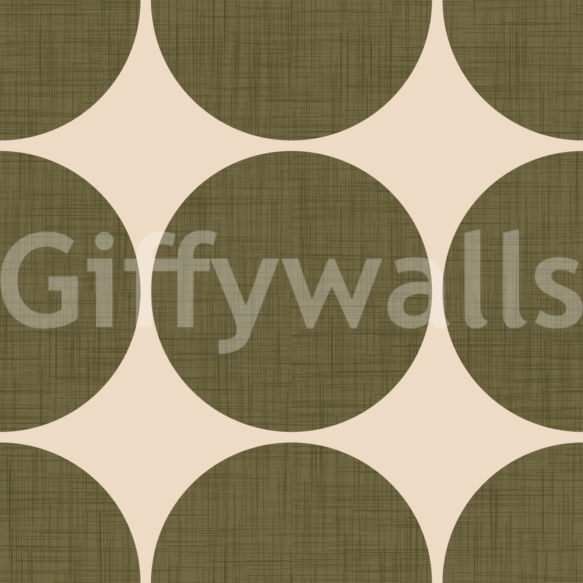 Graphic wallpaper design showcasing large textured circles in a natural, earthy palette