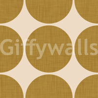 Graphic wallpaper design showcasing large ochre orbs in a structured grid layout