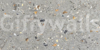 Raw Grey Terrazzo material printed wallpaper.