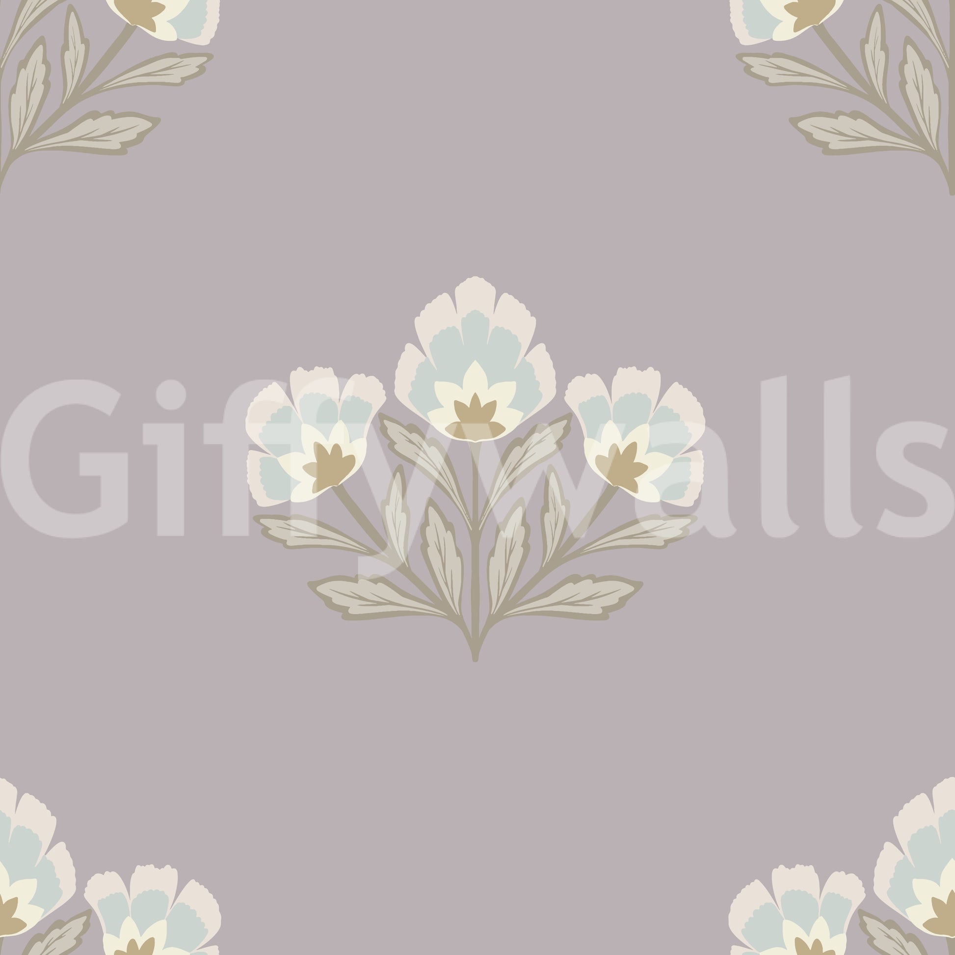 Sophisticated Lilas Bloom design, bespoke drawing room wall mural, ambient style.