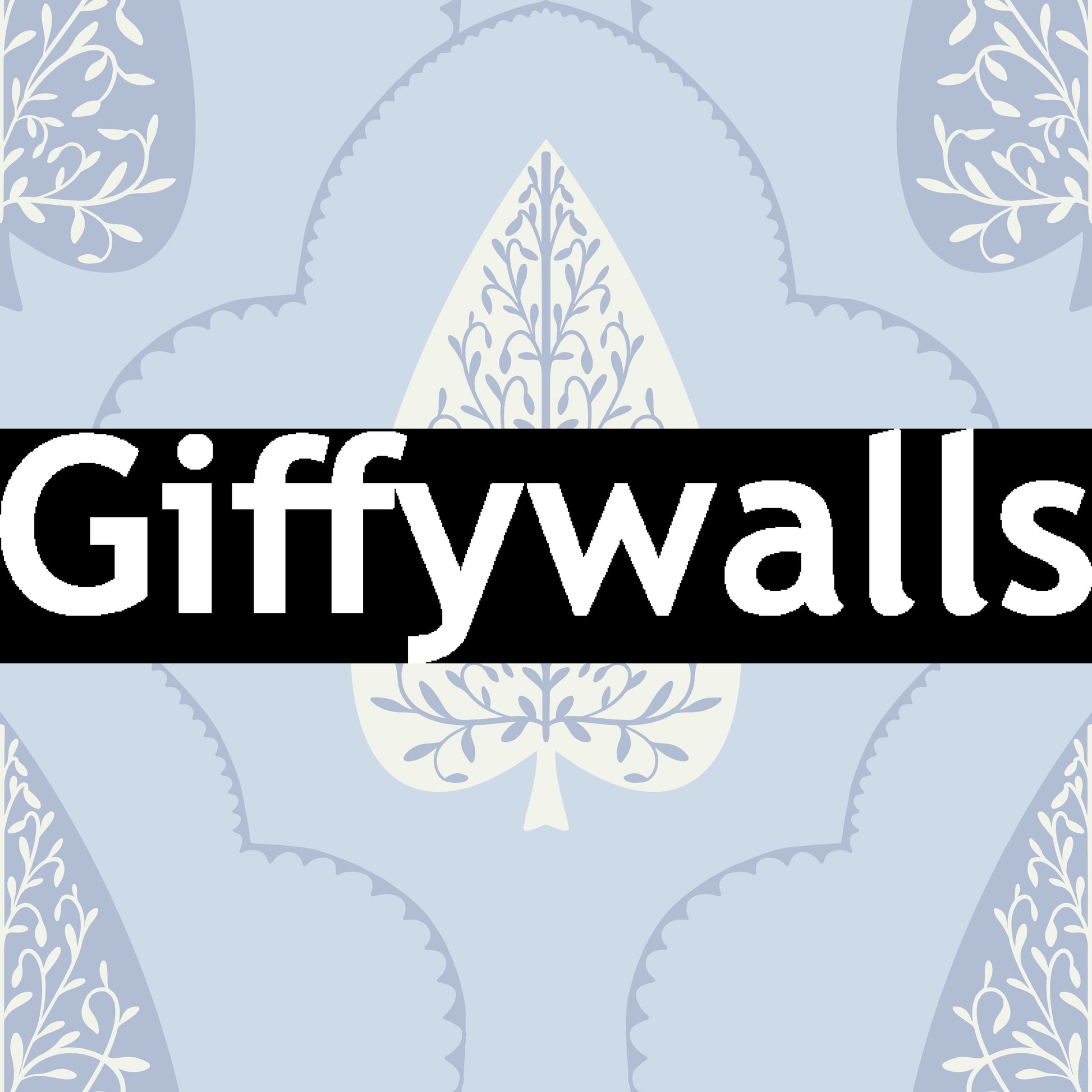 Timeless blue leaf print wallpaper, refined home interior detail, Arbor Branch Harmony.