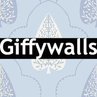 Timeless blue leaf print wallpaper, refined home interior detail, Arbor Branch Harmony.