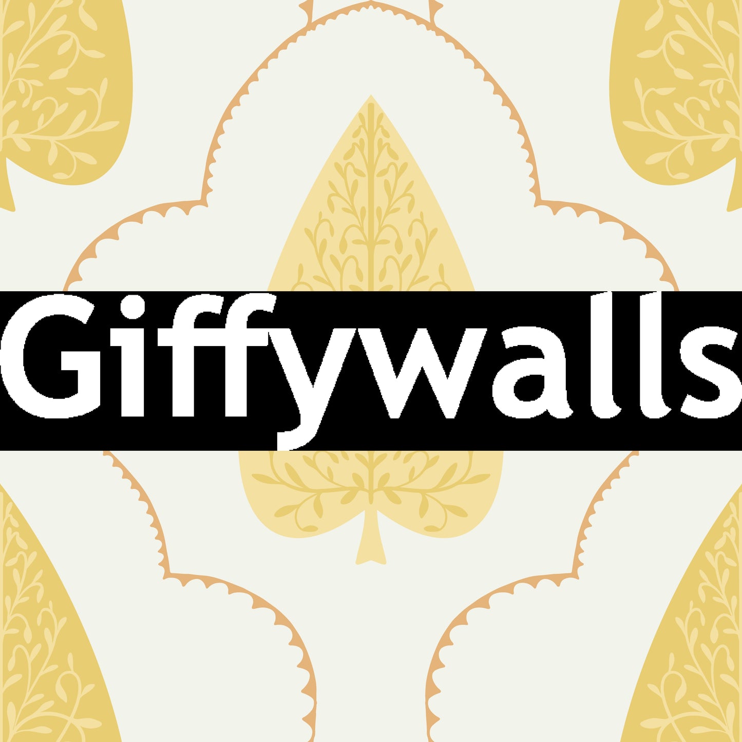 Regal leaf silhouette wall mural, Golden Branch, rich decorative accent piece.