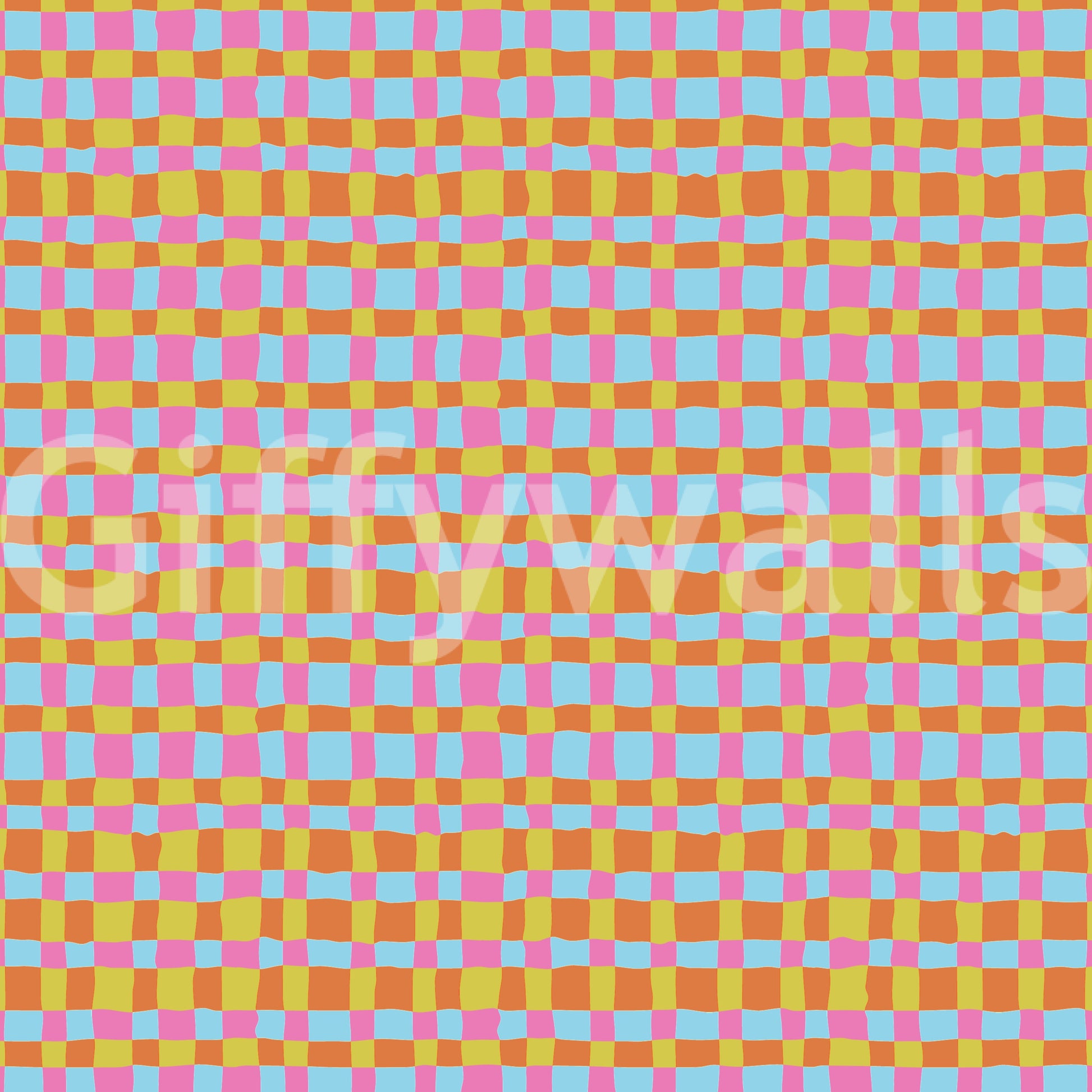 Vibrant Quilt Blocks wallpaper, odd orange and yellow, sophisticated design.