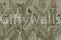 Artistic drawn butterflies on Jungle Life Antique wallpaper.