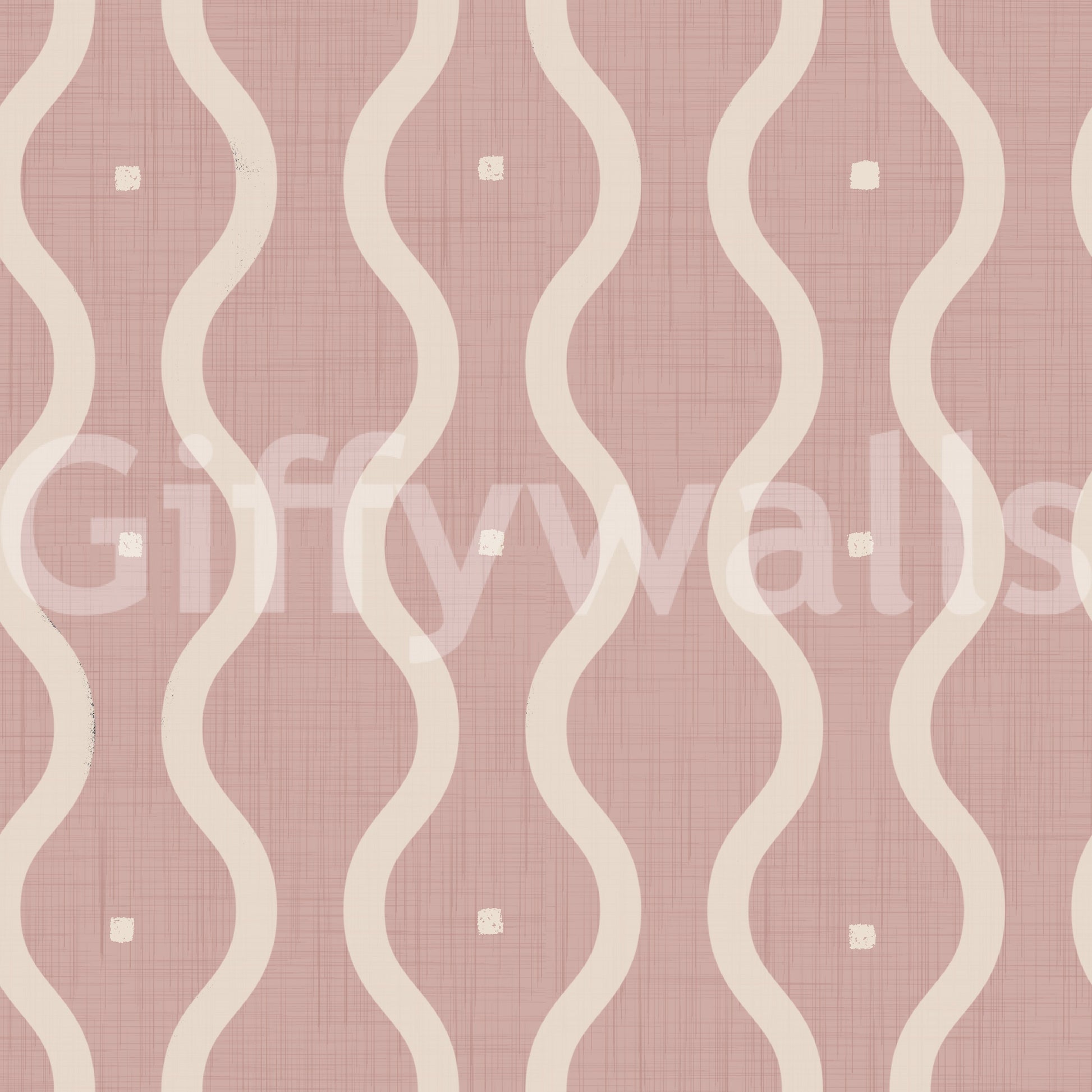 Retro Peach Waves mural, calming aesthetic, perfect wall treatment.