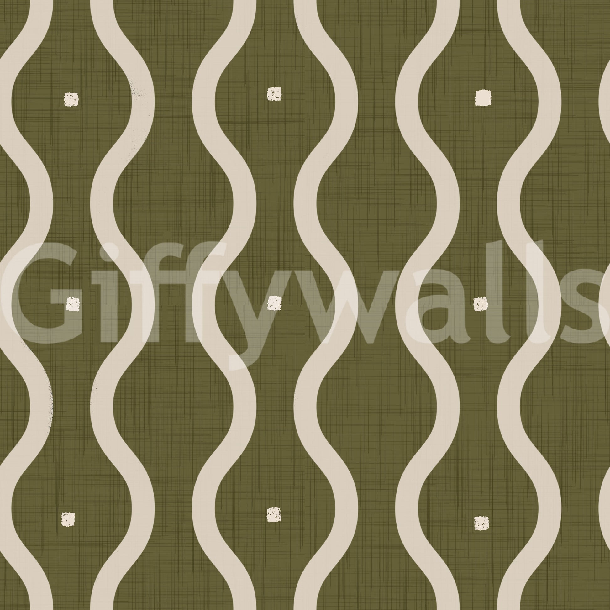 Creative patterned wall hanging, olive green textile effect, refined look.