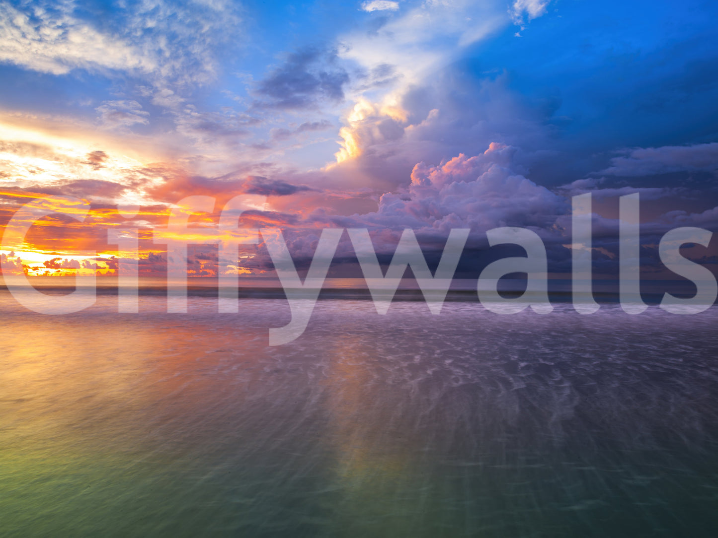 Wall mural Malaysia Storm Clouds view contrasting orange and purple.