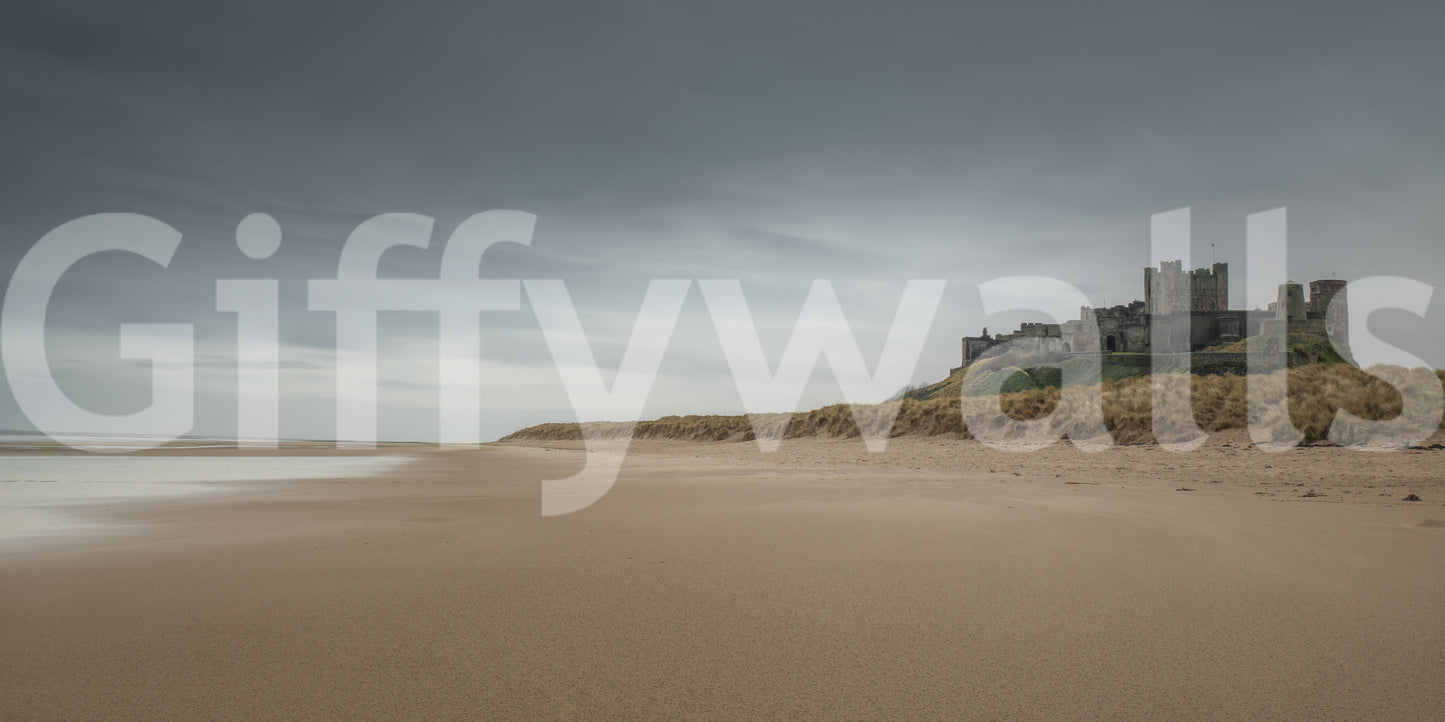 Old stone Bamburgh Castle stronghold wall display