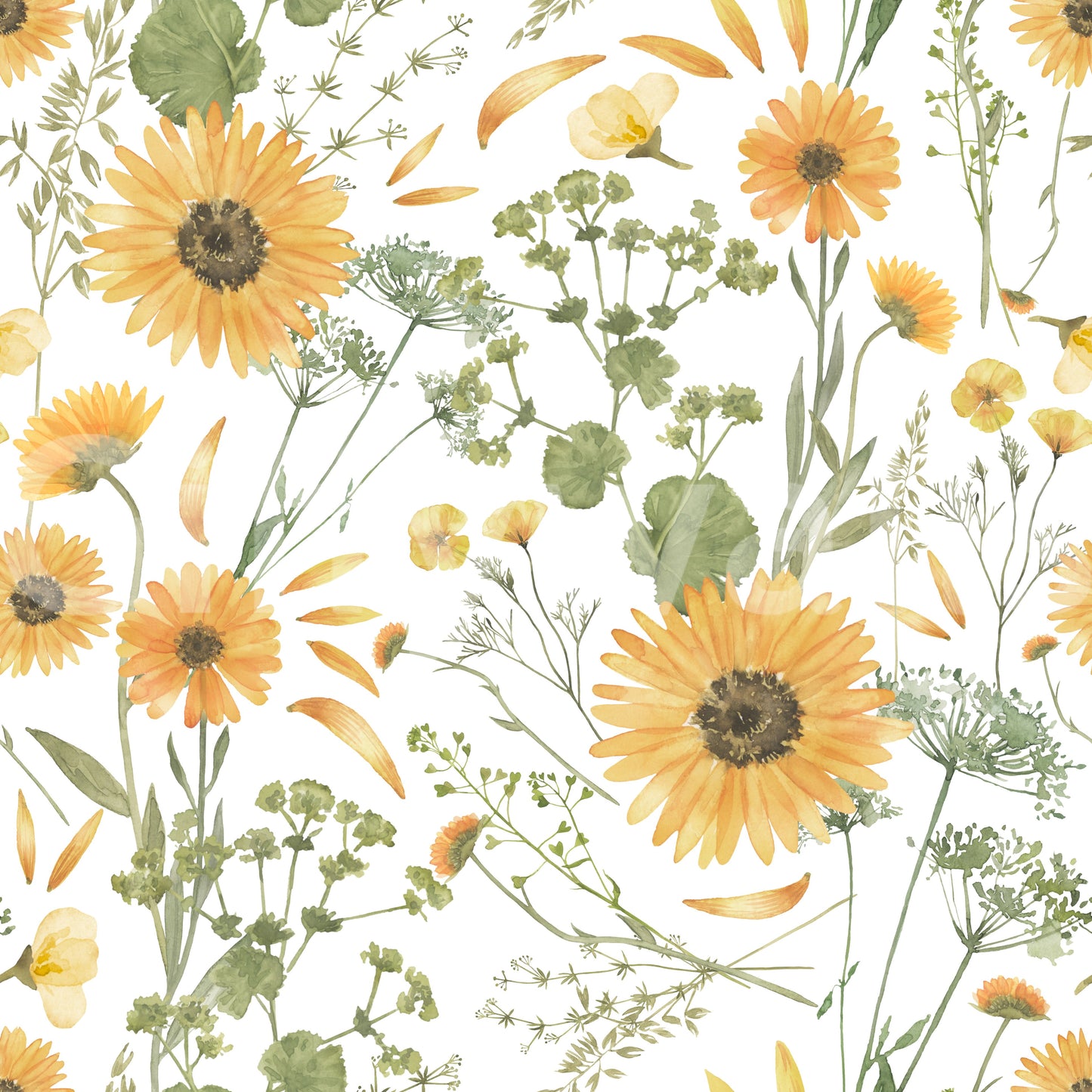 Hand-painted Wildflower Dream mural, vivid meadow scatter.