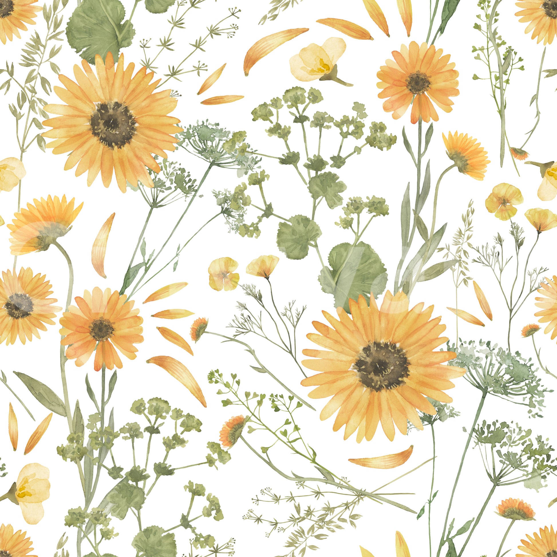 Hand-painted Wildflower Dream mural, vivid meadow scatter.