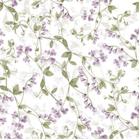 Artistic delicate petals on Lilac Vines Meadow wallpaper.