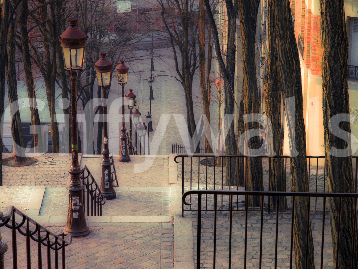 Montmartre's Iconic Staircase Wall Mural