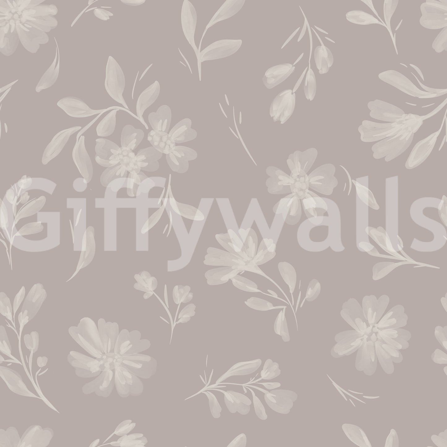 Soft Taupe Florals Wallpaper⁠
