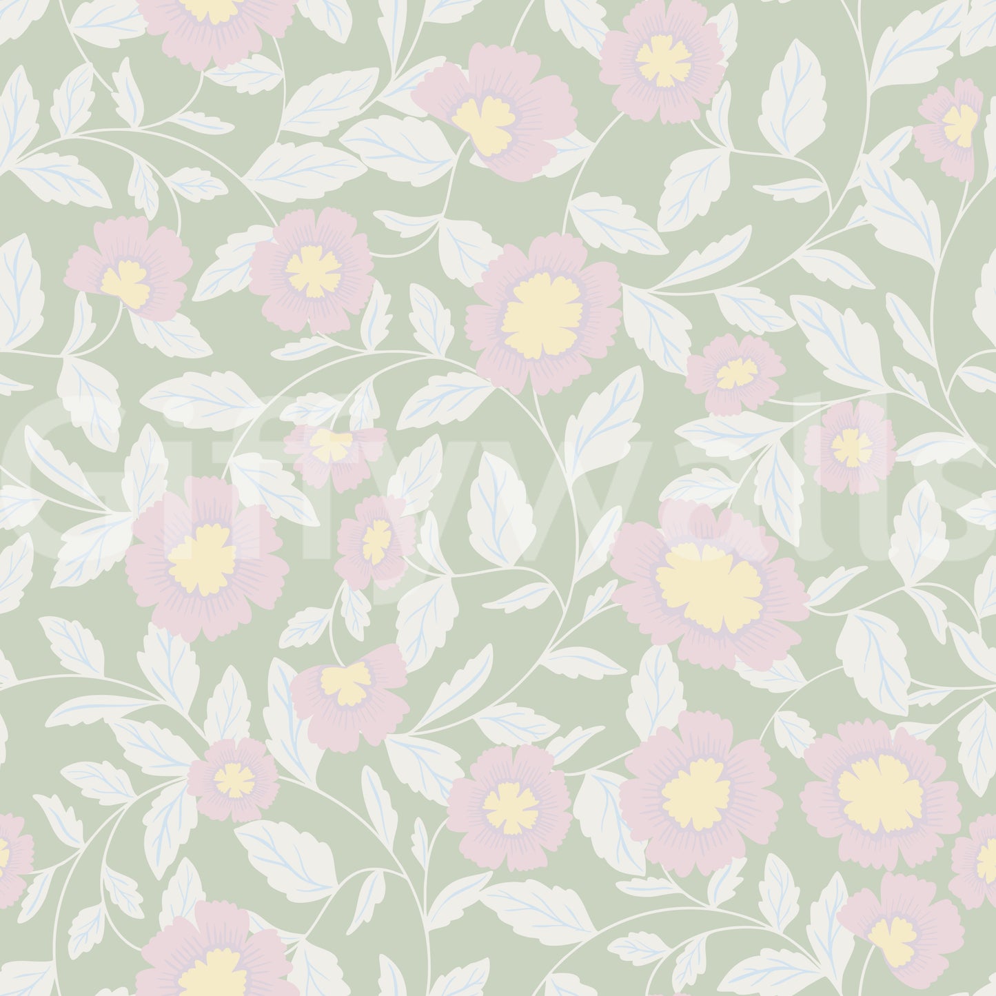 Pastel Blooms and foliage Wallpaper⁠