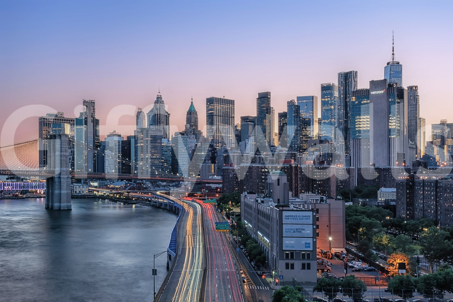 NYC Skyline Dusk Wall Mural